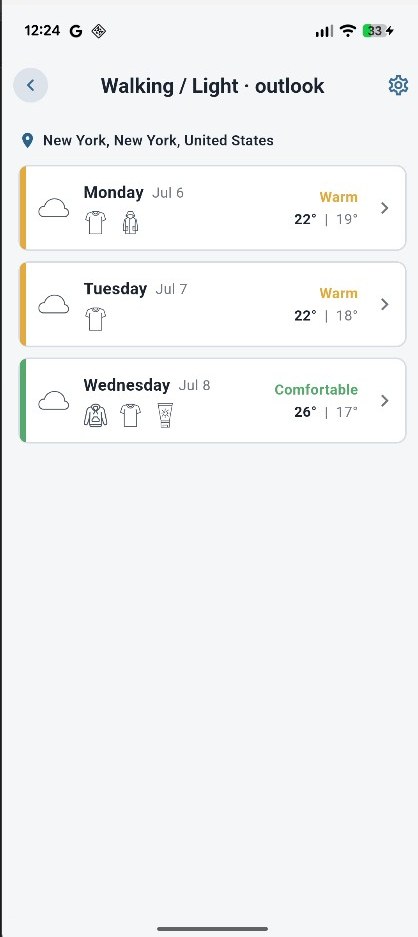 WhatToLayer — 3-day outfit outlook