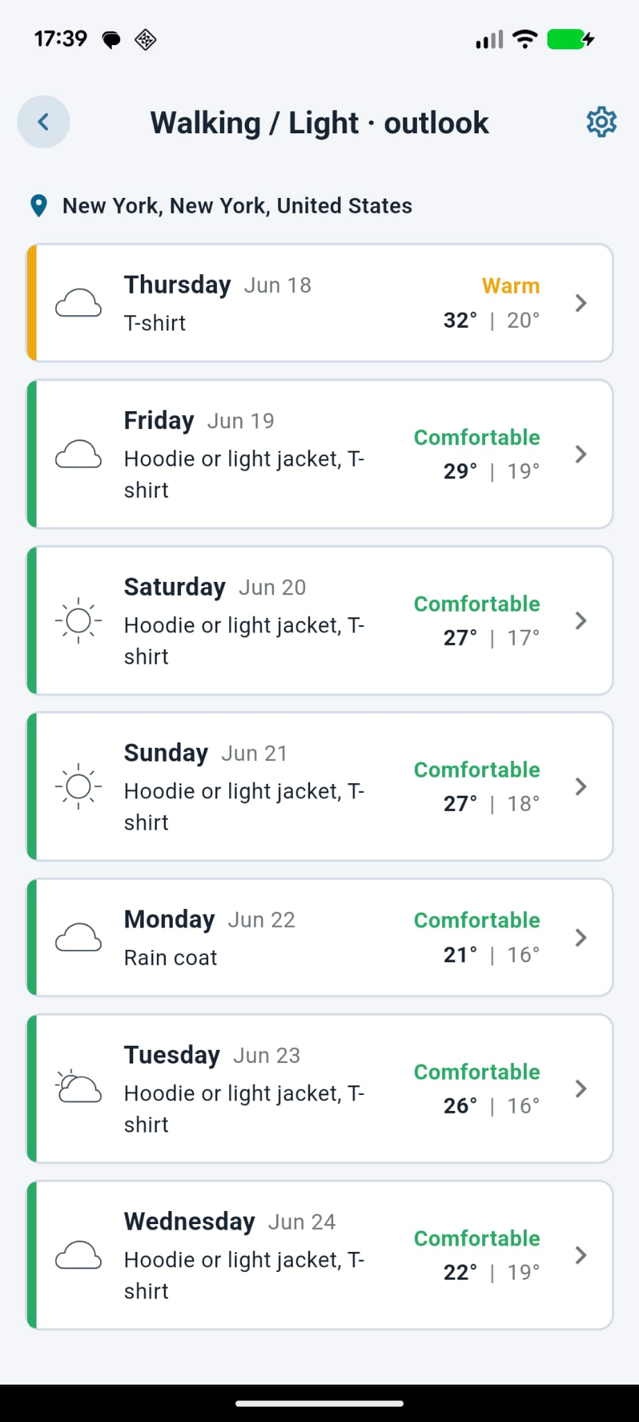 WhatToLayer — 7-day outfit outlook
